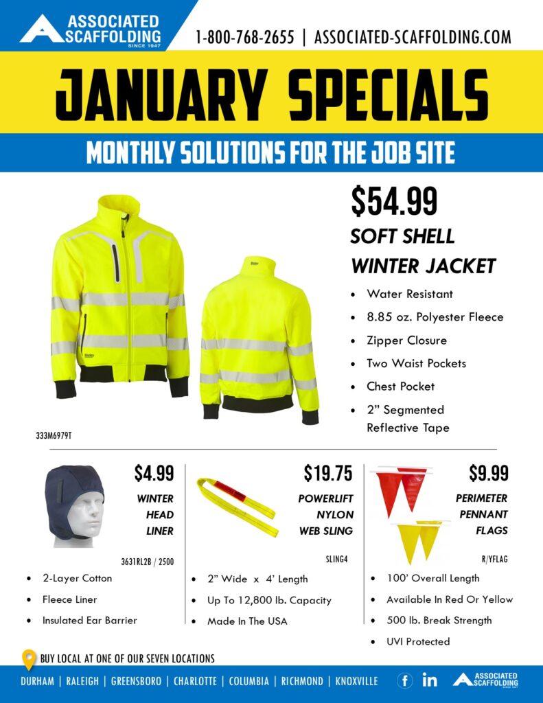 safety jacket, winter liner, lifting sling, pennant flags